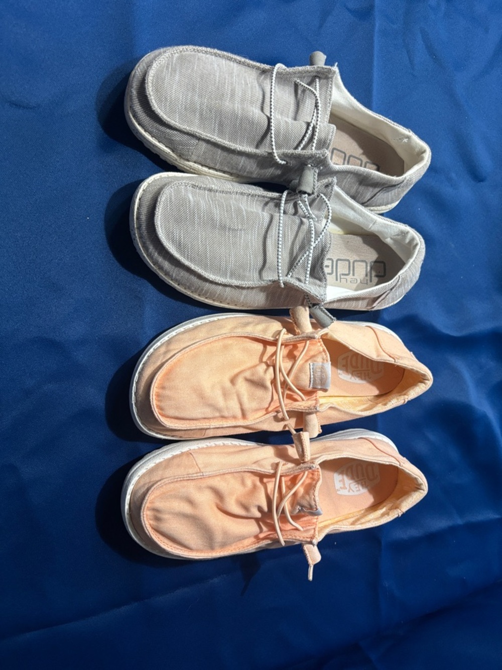 Hey Dude Women's Lightweight Canvas Sneakers in Gray and Peach